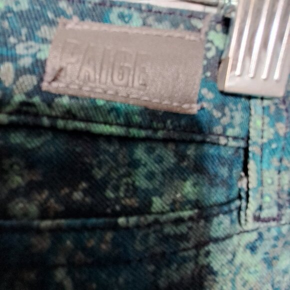 Paige Skyline Ankle Peg Women's Green Floral Watercolor Ankle Jeans Size 30 - Picture 7 of 7